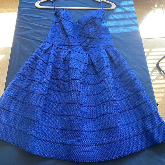 Sans Souci Womens Strapless Dress Navy Blue MEDIUM Juniors Mini SunDress - Picture 4 of 6